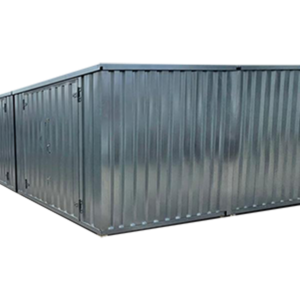 Flat Pack Galvanized Storage Containers - Ex-Demo Units, Galvanized, 3mx4m, Double Door on 3m Side.